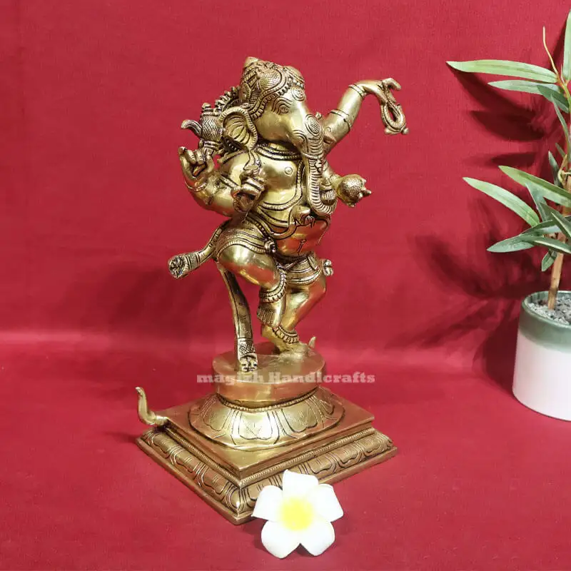 11 inches brass Standing Dancing Ganesha idol SC - image 2
