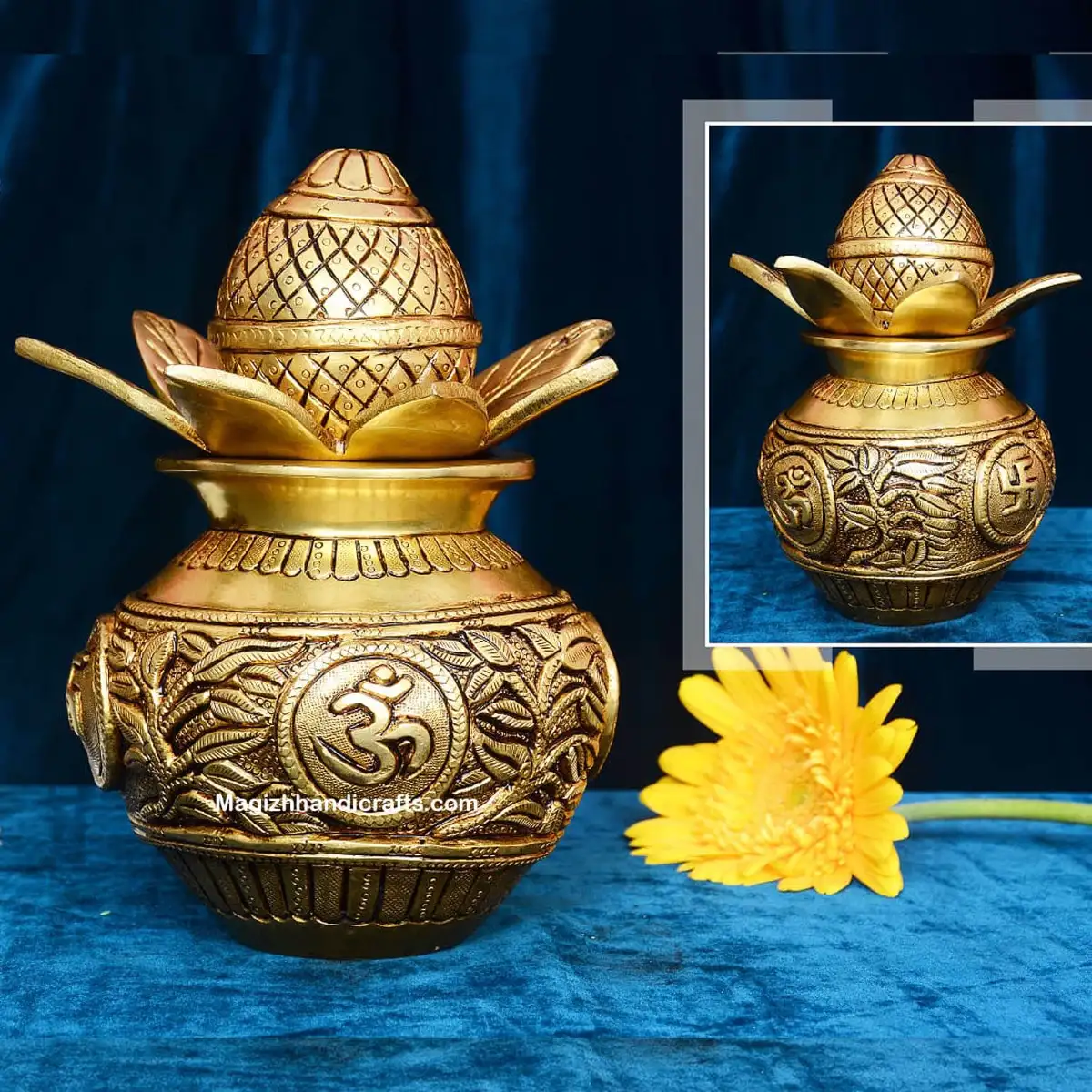 Brass kalasam Open type OM Swasthik - image 1