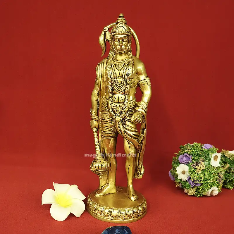 Brass Standing veera Hanuman idol (10 Inches) - image 1