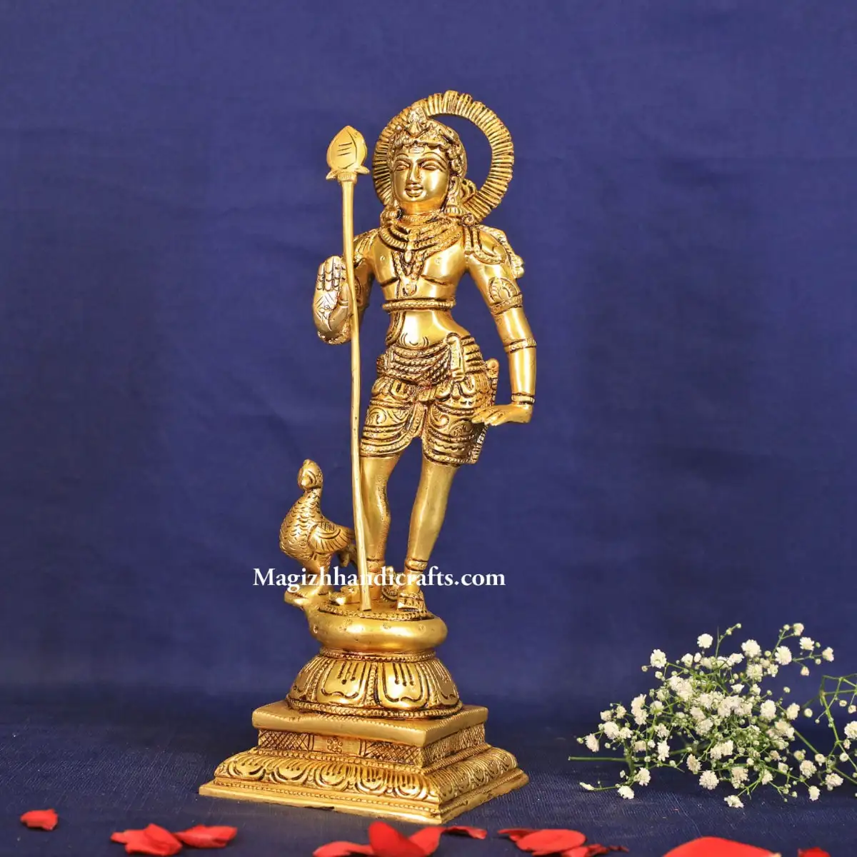 Brass Bala Murugan with Vel idol - 10 inches - image 2