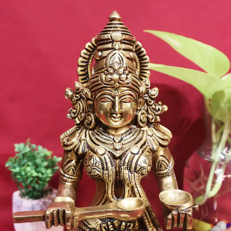 10.5 inches Brass Annapoorni one hand spoon Oval base idol SC - image 2