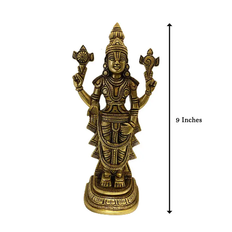 Brass Thirupathi Balaji Idol 9 inches - image 2