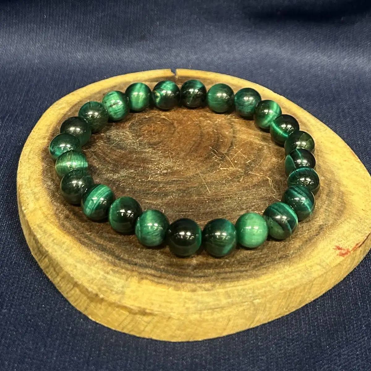 8 mm Green Tiger Eye Original Crystal Stone Bracelet - image 1