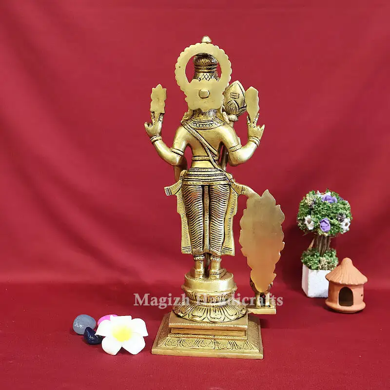 14.5 inches Brass Murugan Peacock idol - image 2