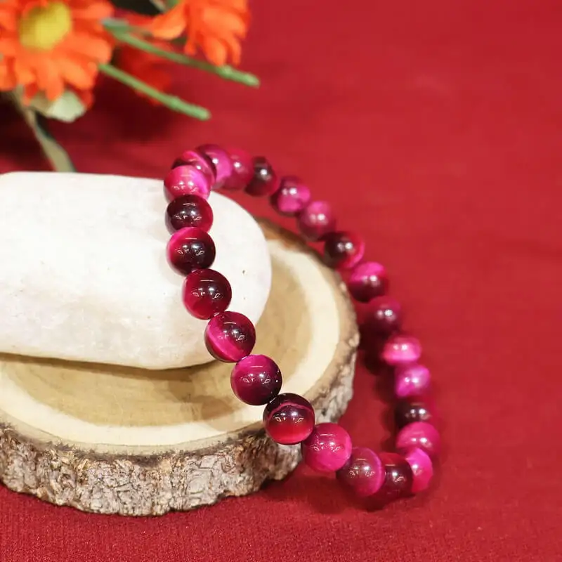 Pink tiger eye Crystal stone Bracelet (8mm) - image 2