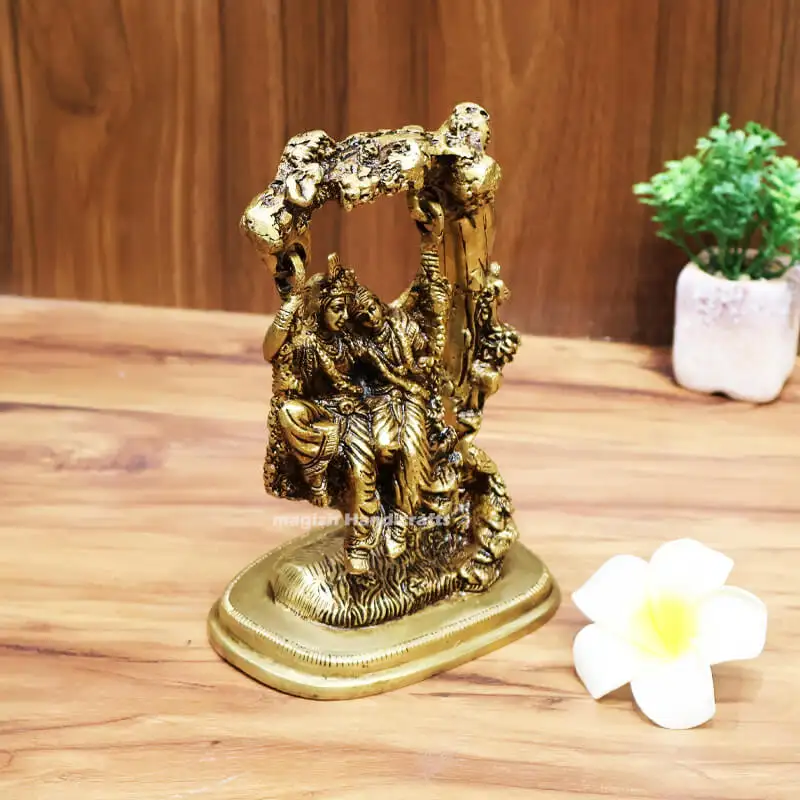 7 inches Brass swing Radha Krishna idol SC - image 2