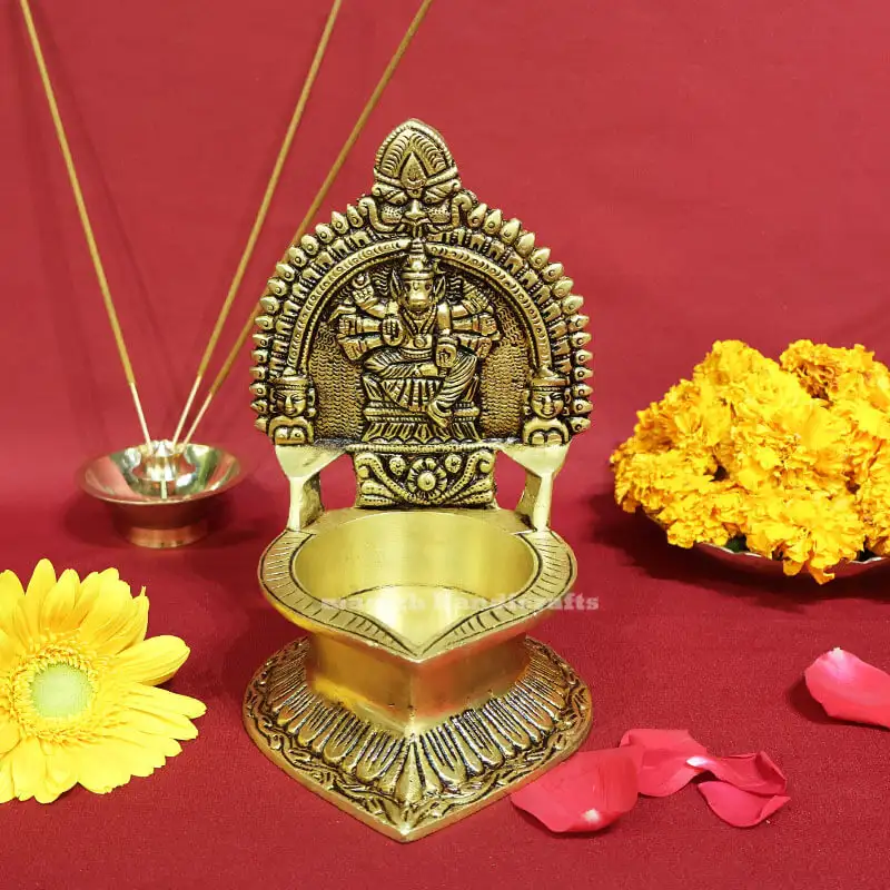 7 inches Brass Varahi amman Kamakshmi Lamp - image 1