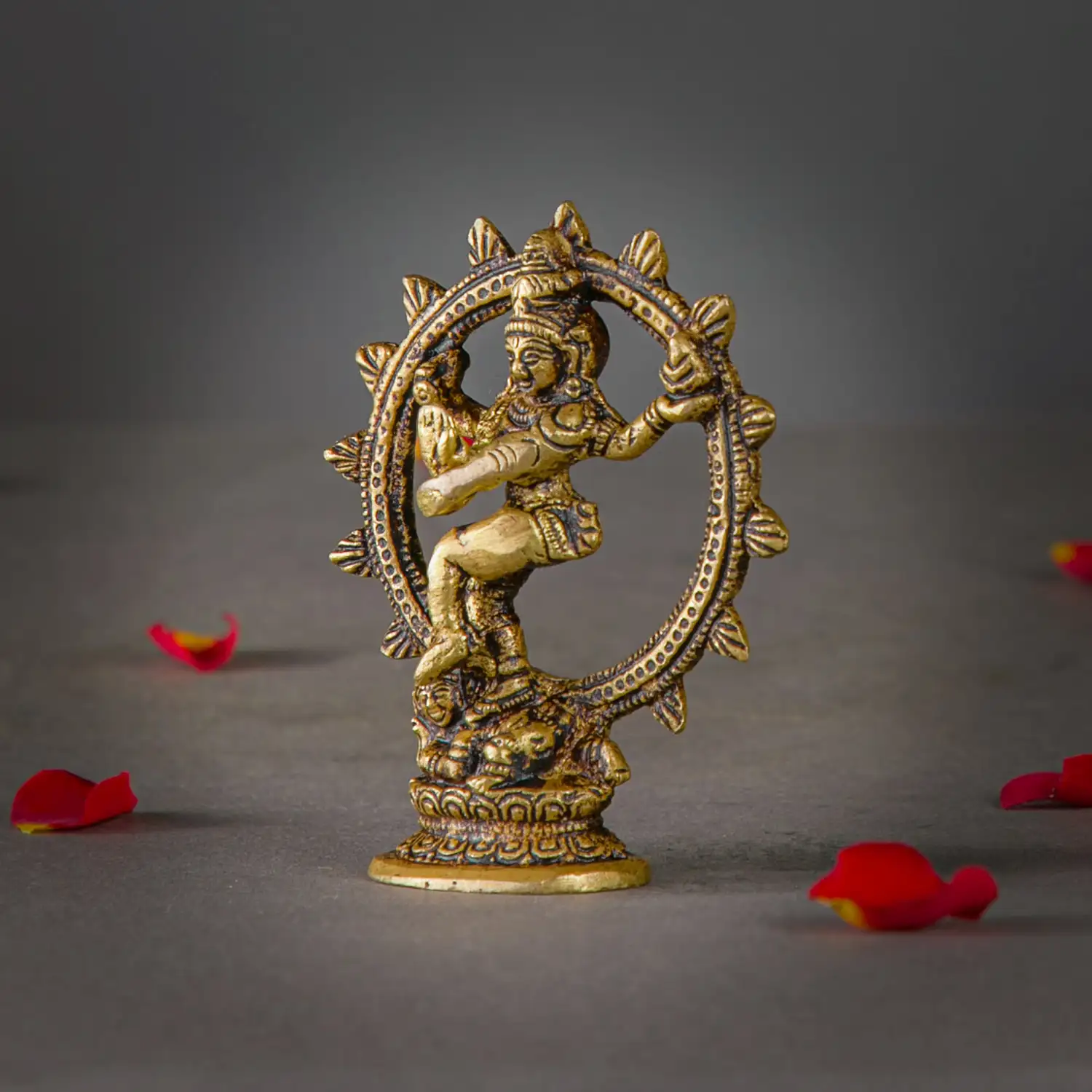 3 inches mini Brass Lord Shiva Natraja with agni idol - image 2