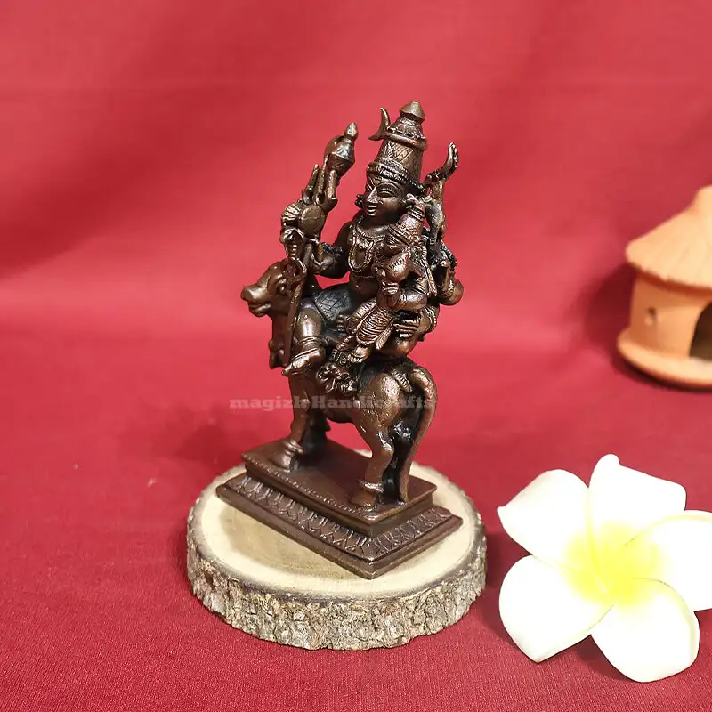 Copper Lord Siva with Parvathi - 4.5 inches - image 2