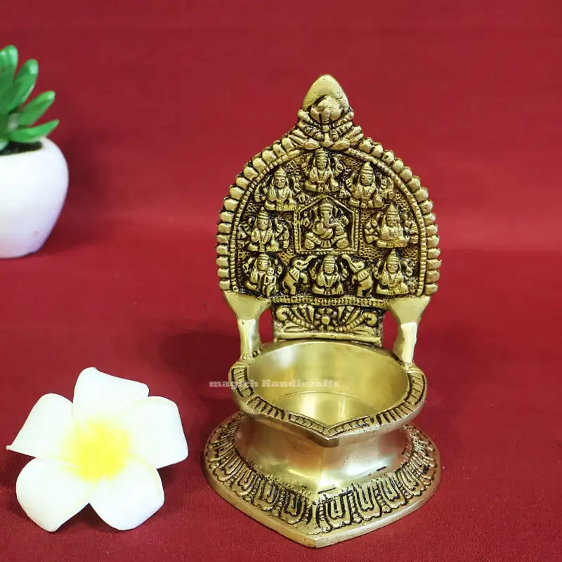 5 inches Brass Ashta Lakshmi Lamp - image 1