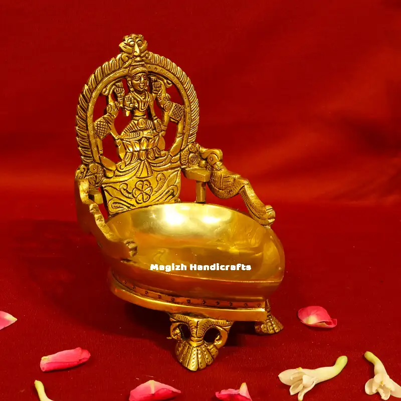 Brass Gaja Lakshmi Lamp 6.5 inches - image 1