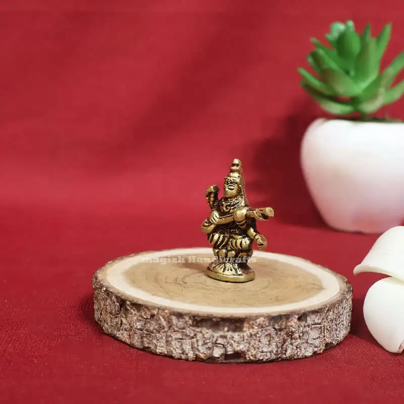 1.5 inches Brass Saraswathi miniature idol SC - image 2