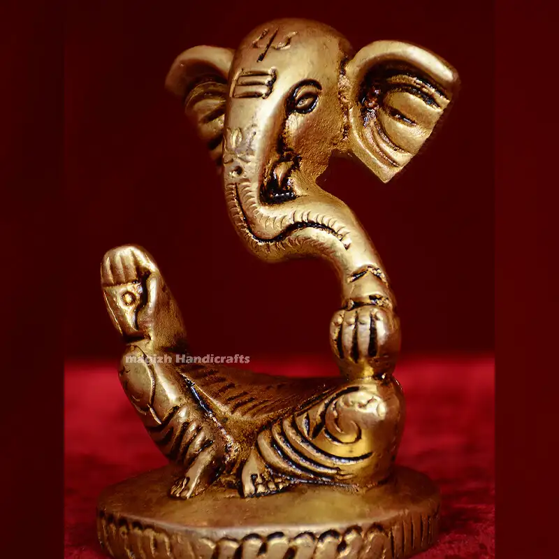 Brass Modern Laddu Ganesha Idol (3 Inches) - image 2