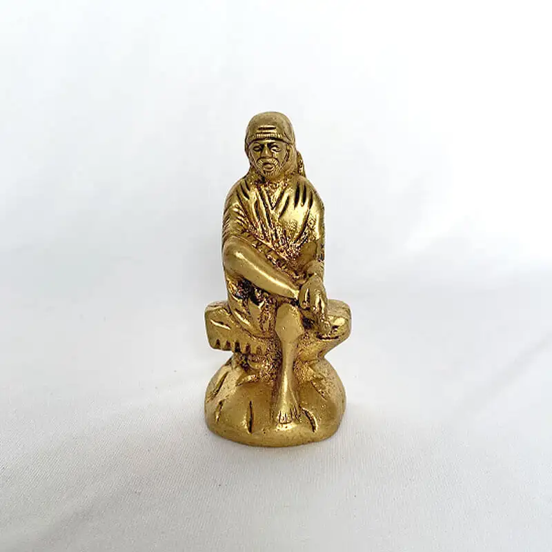 Brass Sai Baba lord idol for pooja room and car dashboard 2 1/2 inches - image 2
