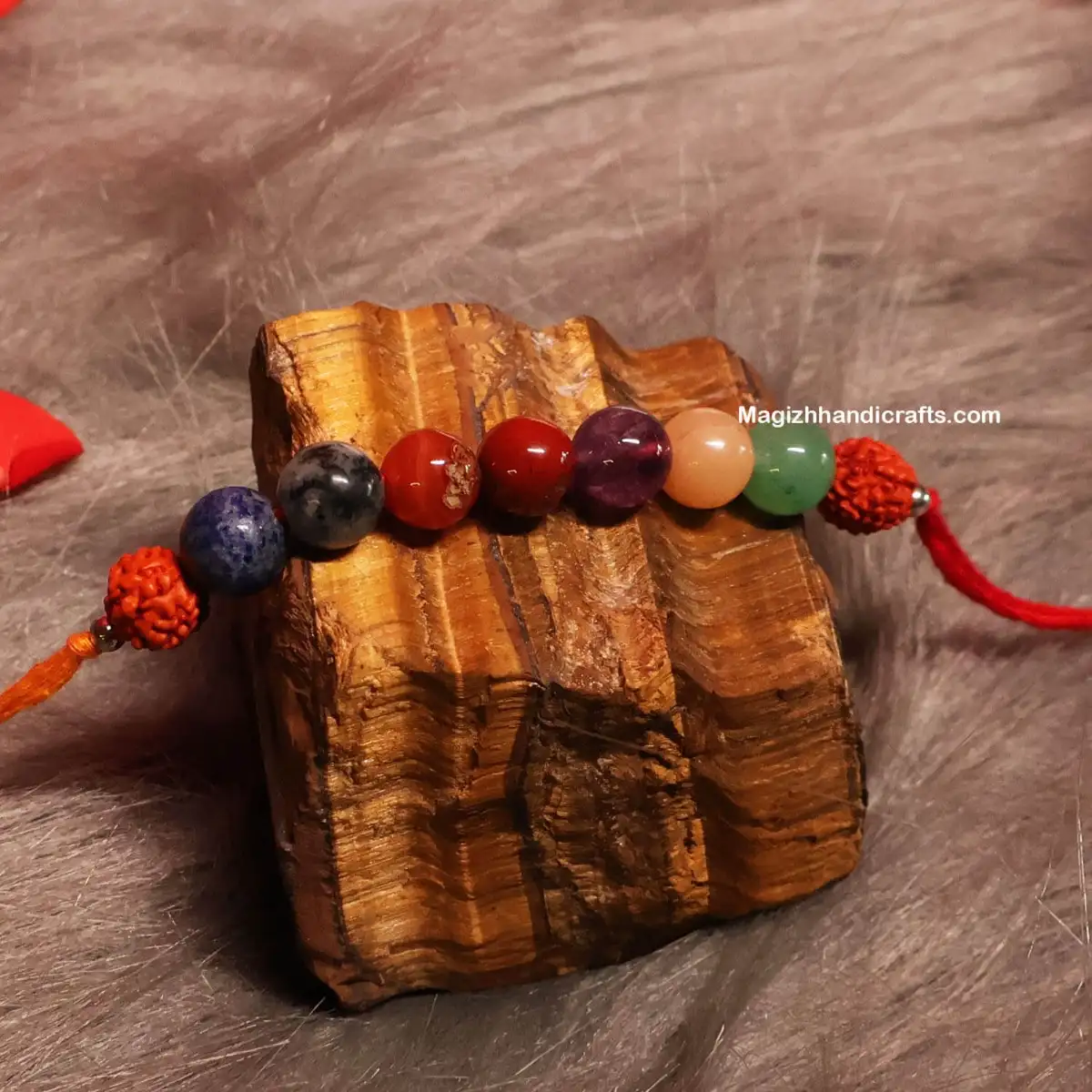 7 chakras crystals Rakki Band with Rudhraksham - 8 mm - image 2