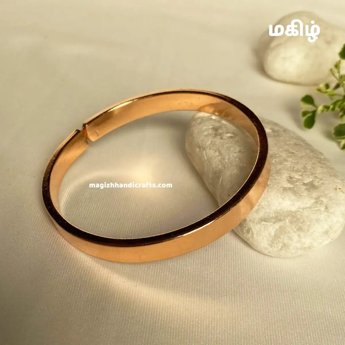 Pure Copper Bracelet Plain Kappu Kada Bangle For Men Flat - 8mm - image 2