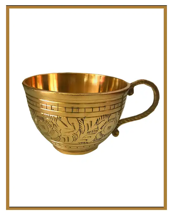 Brass premium quality etching Designer coffee | tea cup and Saucer Combo gifting - image 2