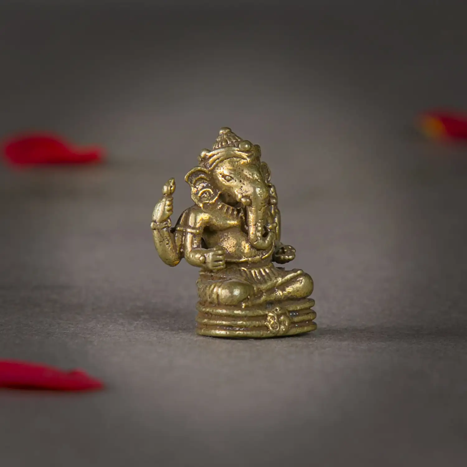 1 inch Mini Brass Sitting Ganesha idol - image 2
