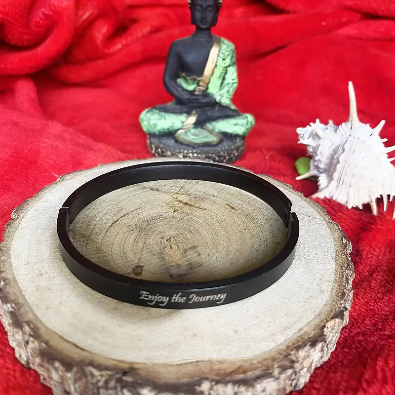 Free size Premium quality Stainless Steel Bracelet with lock - Black - image 2