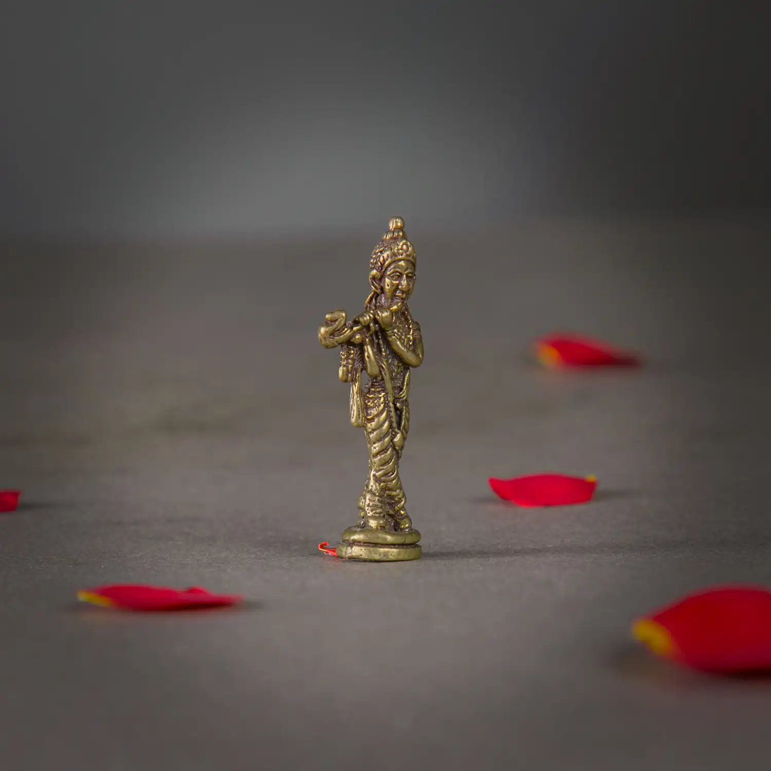 1 inch miniature Brass Krishna cross leg Idol - image 2