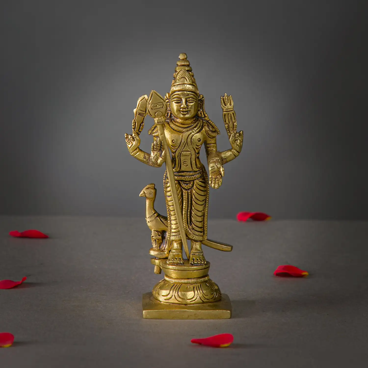 5 inches brass god Murugan with vel idol - image 1