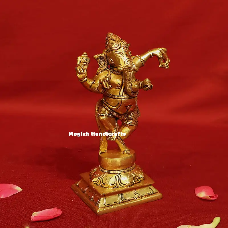 Brass Dancing Ganesha 6 inches - image 2