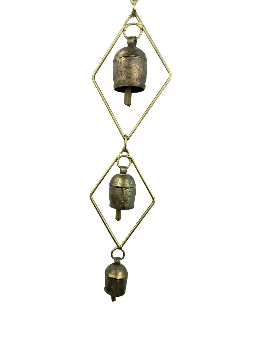Wind Chimes 5 bells Iron copper Diamond shape fengshui - image 2