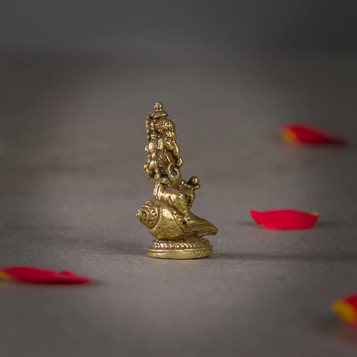 1 inch miniature Brass Shang sitting Ganesha Idol - image 2