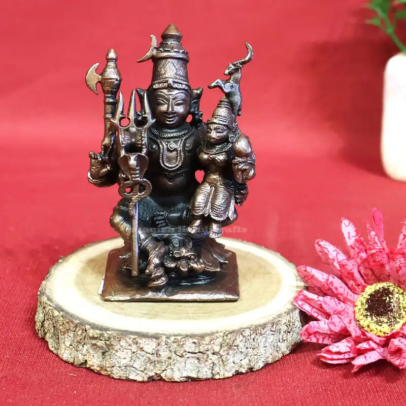 3 inches Copper Lord Siva with Parvathi idol - image 1