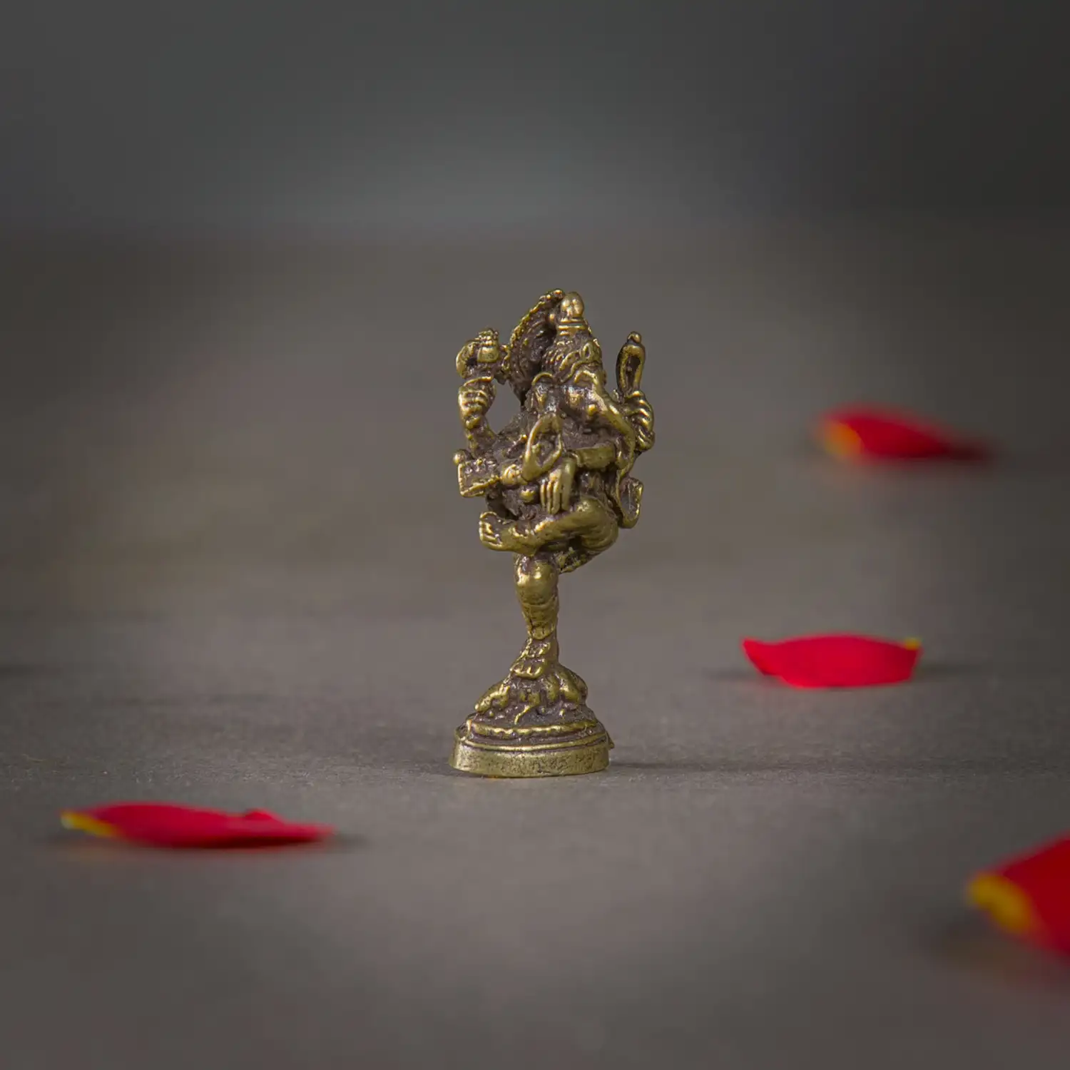 1 inch Mini Brass Standing dancing Leg raise Ganesha idol - image 2