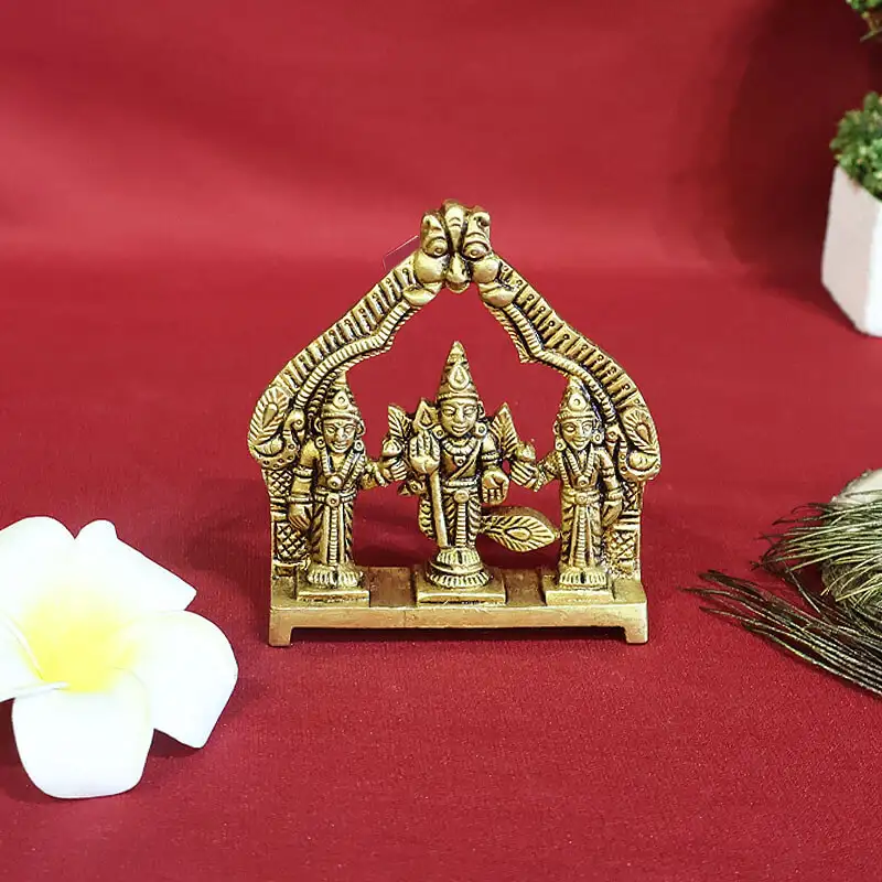 3.5 inches Brass Murugan Valli Deivanai frame idol - image 1