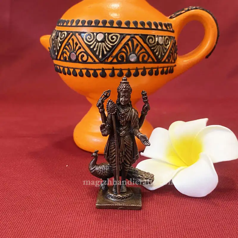 3 inches Copper Lord Murugan Idol - image 1