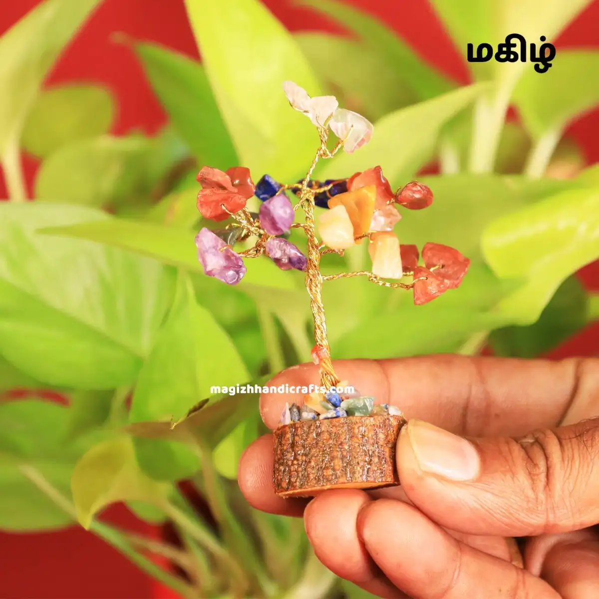 Mini 7 chakras crystal stone tree - 25 beads - image 1