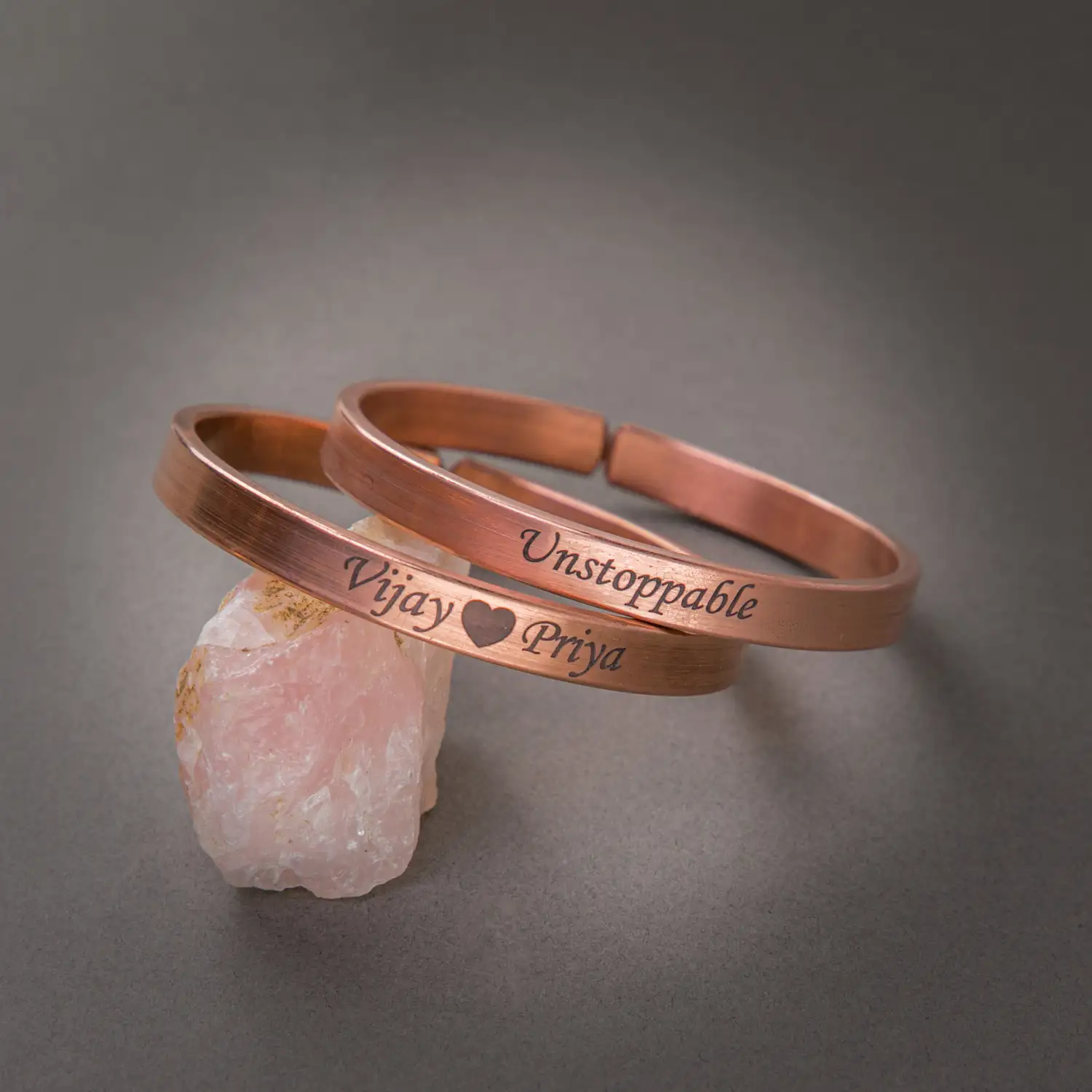 8mm Customized Pure Copper Flat Bracelet With Your Name Combo - image 1