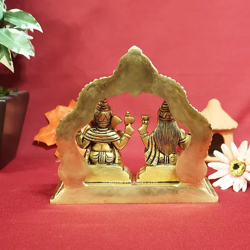 Brass Ganesha and Lakshmi idol 5.5 inches - image 1