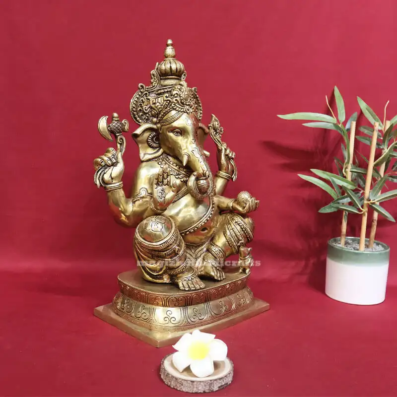 16 inches Brass Lord Ganesha Valampori Vinayagar idol SC - image 2