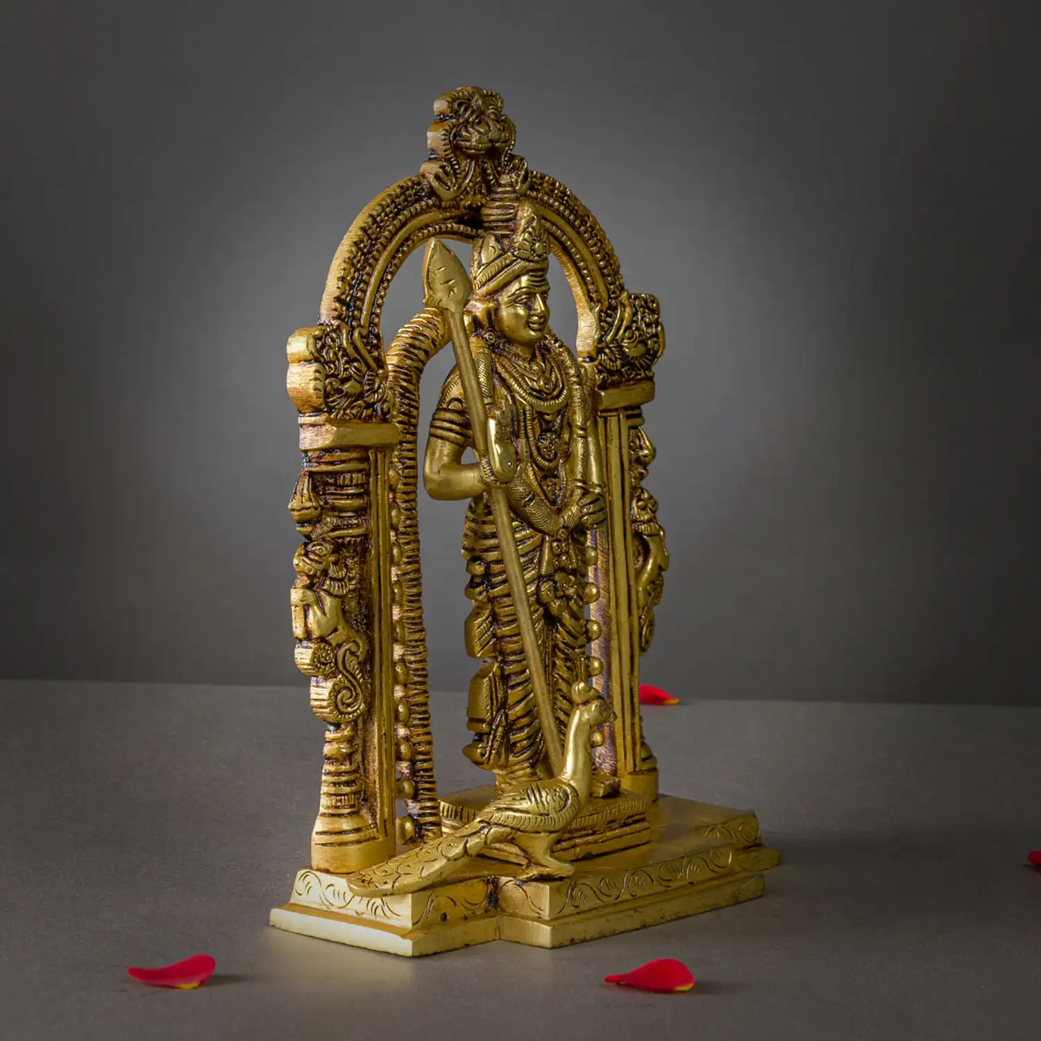Brass Murugan Malaysia Murugan with Thiruvachi idol - 8.5 inches - image 2
