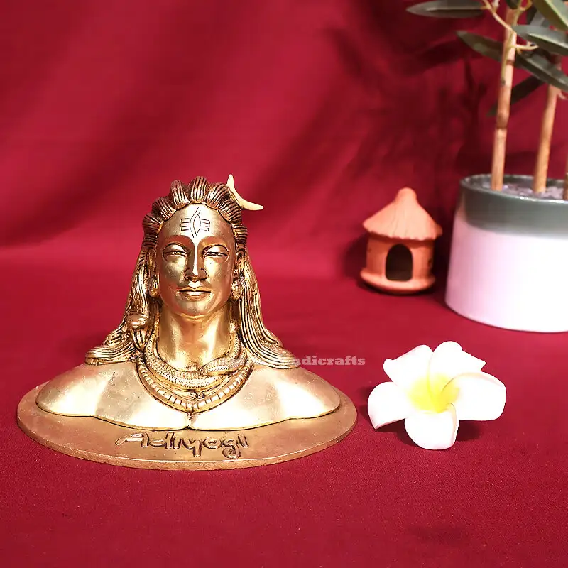 4 inches Brass Aadiyogi with Base idol - image 1