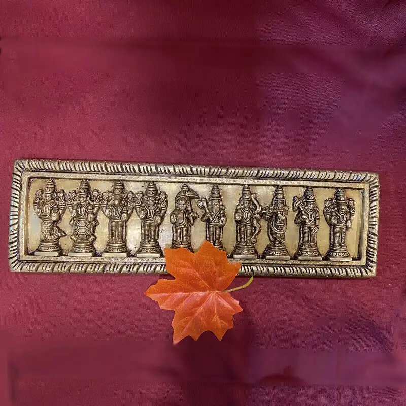 14 inches Brass Dashavathar Vishnu Avathar wall hanging - image 2