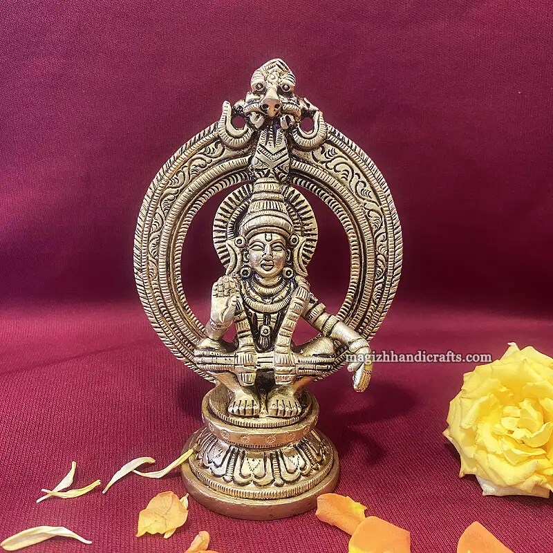 Brass Lord Ayyapan With frame 5 inches - image 1
