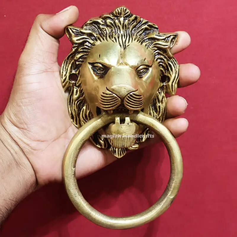 5 inches Lion door knocker Brass SC - image 2