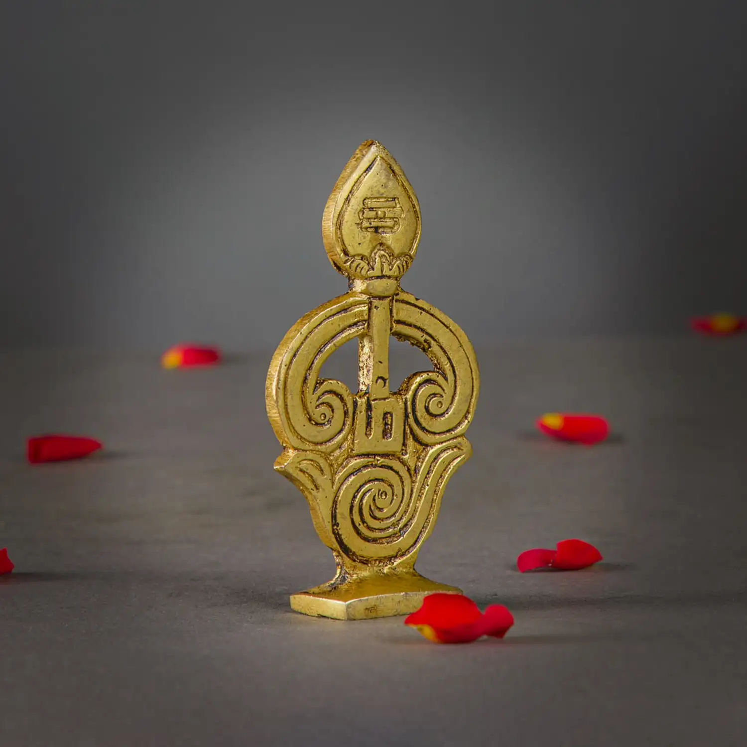 3.5 inches Brass Murugan Tamil OM vel with base - image 2