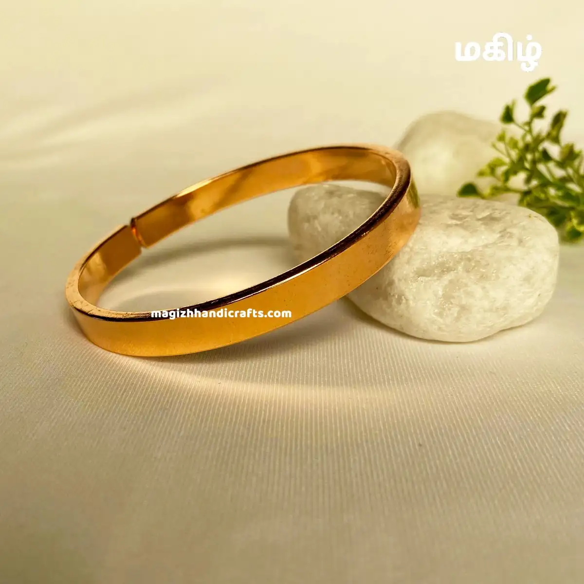 Pure Copper Bracelet Plain Kappu Kada Bangle For Men Flat - 8mm - image 1