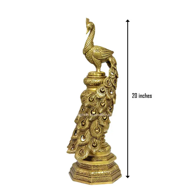 20 inches Brass Peacock on tower SC - image 2