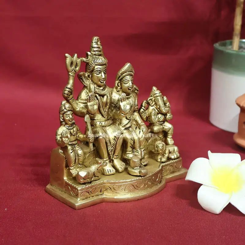 4.5 inches Brass Lord Shiva family set statue - image 2