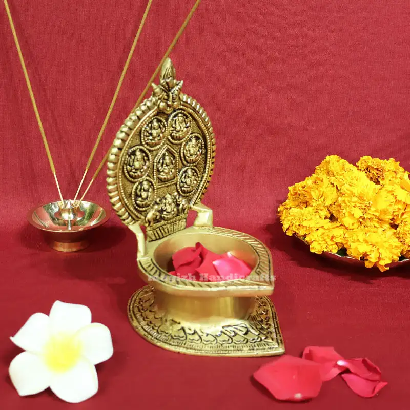7 inches Brass Ashta Lakshmi Lamp - image 2