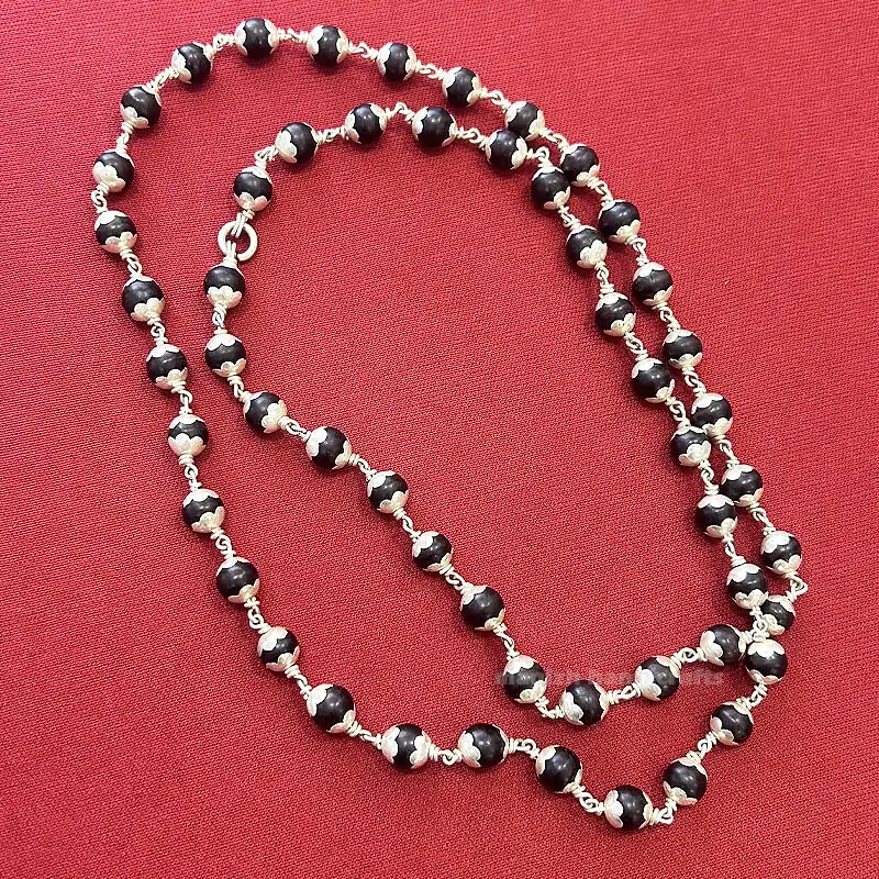 Original Karungali mala with silver capping-8mm - image 1