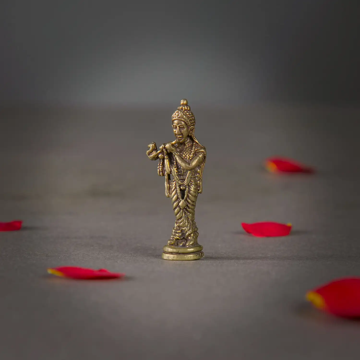 1 inch miniature Brass Krishna cross leg Idol - image 1