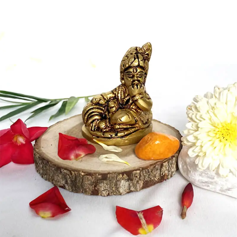 Brass matka small lord krishna idol with pot for pooja room and car dashboard 2 inches - image 1