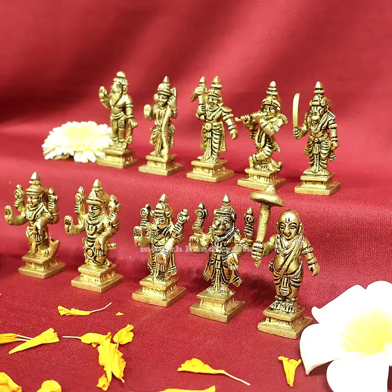Brass Dashavathar Vishnu set 2.5 inches - image 2